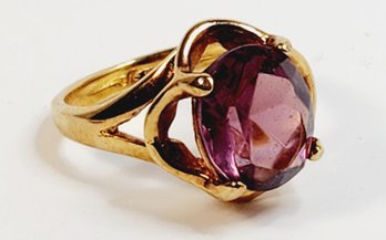 Stunning Red/violet  Stone 18k Gold Plated Ring