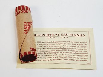 Roll Of 50 Unsearched  Wheat Pennies