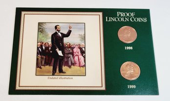 1998 & 1999 PROOF Lincoln Cents With History And Info