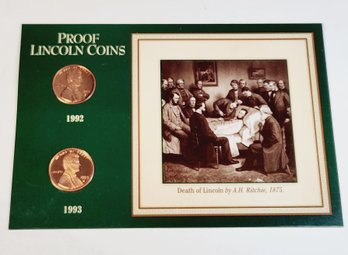 1992 & 1993 PROOF Lincoln Cents With History And Info