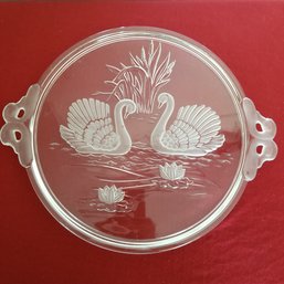 Mikasa 12' Swans And Lotus Flowers Etched Tray