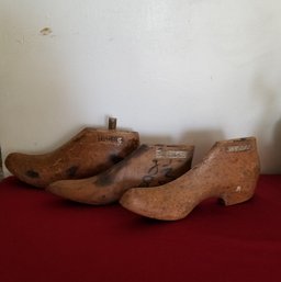 3 Antique Wooden Shoe Forms 10-11'