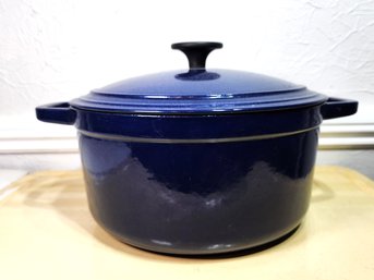 Martha Stewart Cobalt Blue Cast Iron Lidded Pan