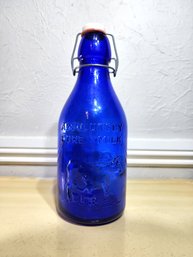 Blue Glass 'Thatcher's Dairy' Absolutely Pure Milk Jug