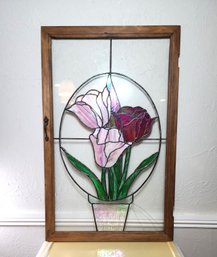 Floral Stained Glass Cabinet Door