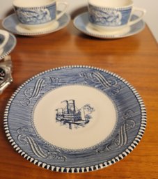 Currier And Ives Set Of 3 Cups And Suacers.        .        -             -            -        Loc: Cab 3