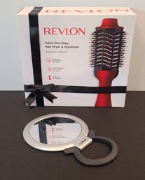 Revlon 1 Step Hair Dryer & Volumizer NIB And Double Sided Hand Mirror