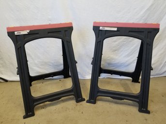 Pair Of Central Machinery Plastic Foldable Sawhorses 350lb Capacity  #3