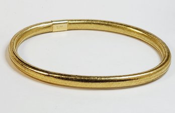 Unique Vintage Italian 14k Yellow Gold Soft Herringbone Tube Link Bangle Bracelet