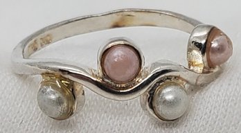 Vintage Sterling Silver Size 6 Ring With Unidentified Stones. ~ 1.80 Grams