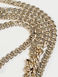 Shinny Italian Sterling Silver Curb Chain Cuban Link Necklace