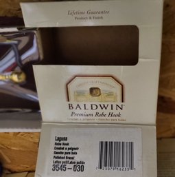 Set Of 2 Baldwin Laguna Polished Brass Rob Hook Unused In Box