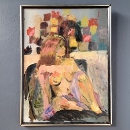 C 70s Signed Ishizaki Original Oil Nude On Canvas