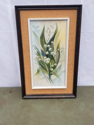 Framed Lilly Of The Valley Watercolor By Amaral