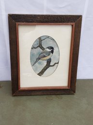 Framed & Signed Bird On Branch Watercolor