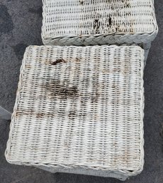 Pair Of Wicker Side Tables Need Good Cleaning But Still Sturdy