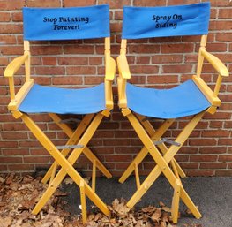 Pair Of Fold Up Directors Chairs Back Cloth Could Be Changed From Advertising