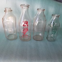 4 Vintage Milk Bottles - Westfort, Vermont Country, Seibert And Unknown