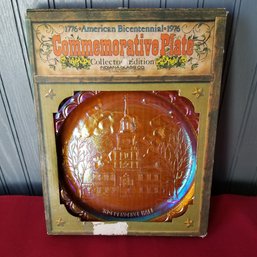 Bicentennial Indiana Glass Commemorative Plate With Box