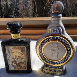 Lot Of 2 Collector's Bottles The Honorable Order Of Kentucky Colonels By Jim Beam 1970