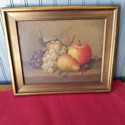 Vtg Fruit Painting On Board In Frame 10 X 12'