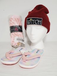 Accessories Assortment- Winter Hat, New Socks & New Girls Flip Flops Sandals