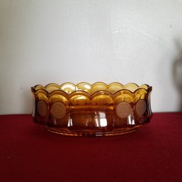 Fostoria 9' Amber Oval Coin Glass Bowl