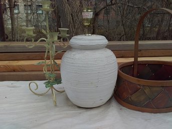 3 Pieces Candle Holder, Lamp And Basket