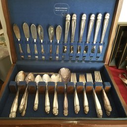 1938 Danish Princess Silver Plate Silverware Set - 6 People 64 Pieces