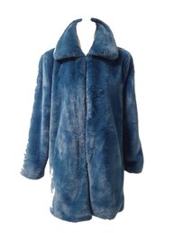 Ladies Christian Siriano Size Medium Faux Fur Blue Coat