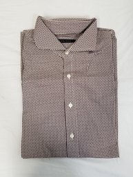 Men's Sean John Herringbone Print Long Sleeve Button Down Shirt - Size 17.5  34-35