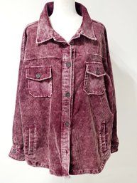 Zenana Vintage Washed Raspberry Corduroy Shacket - Ladies Size 3X - 100 Cotton (tote 1)