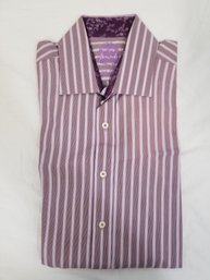 Men's English Laundry Purple & White Striped Long Sleeve Shirt - Size 16.5 34-35