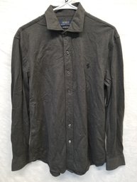 Men's Ralph Lauren Polo Gray Knit Dress Shirt - Size Large