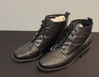 Black Leather Lace Boots, Boston Accents, Brazil, Size 10