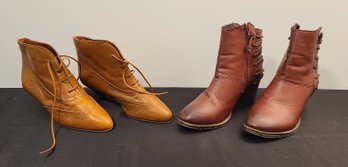2 Pairs Of Leather Boots, Sudini (Italy) And Etc, Size 7