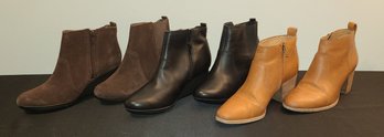 2 New Pairs Of Clarks, Size 8.5M And A Pair Of Madewell, Size 8, All Leather Uppers