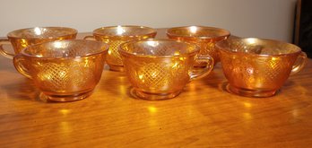 Imperial Glass Marigold Daisy & Lattice Carnival Glass Punch Bowl Cups.      -        -      Loc: Cab7