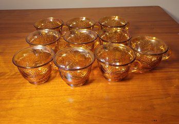 Set Of 10 Carnival Glass Punch Bowl Glasses.          -         -             -             -         Loc:Cab8