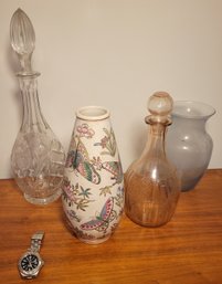 Vase/Decanter Group.          -             -             -              -         - Loc:Kit Counter