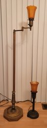 Vintage Matching Coned Floor Lamp And Table Lamp.  -              -            -       Loc:HallCloset