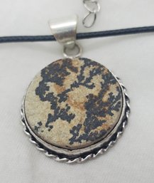 16 - 18' Rope Necklace With A 1' Psilomelane Dendrite Jasper