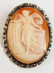 Amazing Antique Sterling Silver Cameo Pin / Pendant