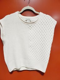 Cute Rachel Zoe Ladies Winter White Chenille Pullover Sweater Vest Size Medium (tote 2)