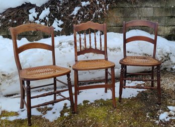 3 Wooden Chairs In Need Of TLC Or DIY Project..... Will They Be Plant Holders?!