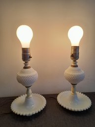 Pair Of Milk Glass Table Lamps