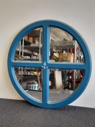 Blue Round Window Mirror