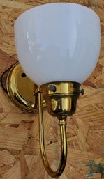 Very Nice Wall Light Brass With White Shade
