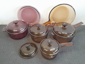 Mixed Corning Ware And Pyrex Colored Pans