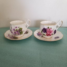 Roayl Dover February And April Teacups And Saucers